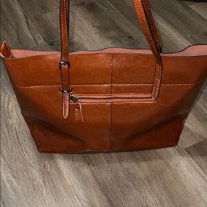Kattee Vintage Genuine Leather Tote Shoulder Bag in a caramel brown color